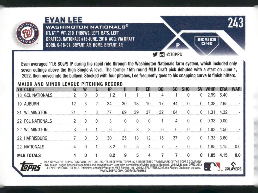 2023 Topps #243 Evan Lee