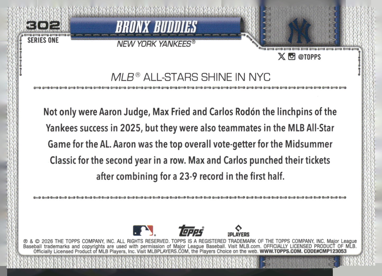 2026 Topps #302 Bronx Buddies