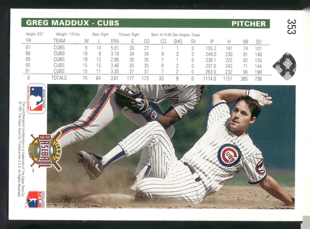 1992 Upper Deck #353 Greg Maddux