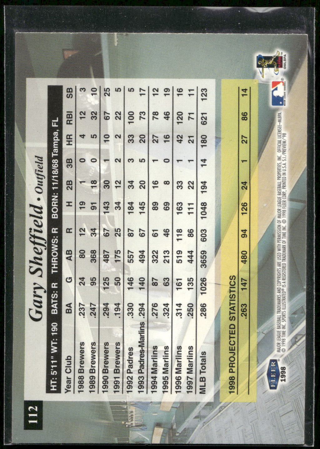 1998 Sports Illustrated #112 Gary Sheffield