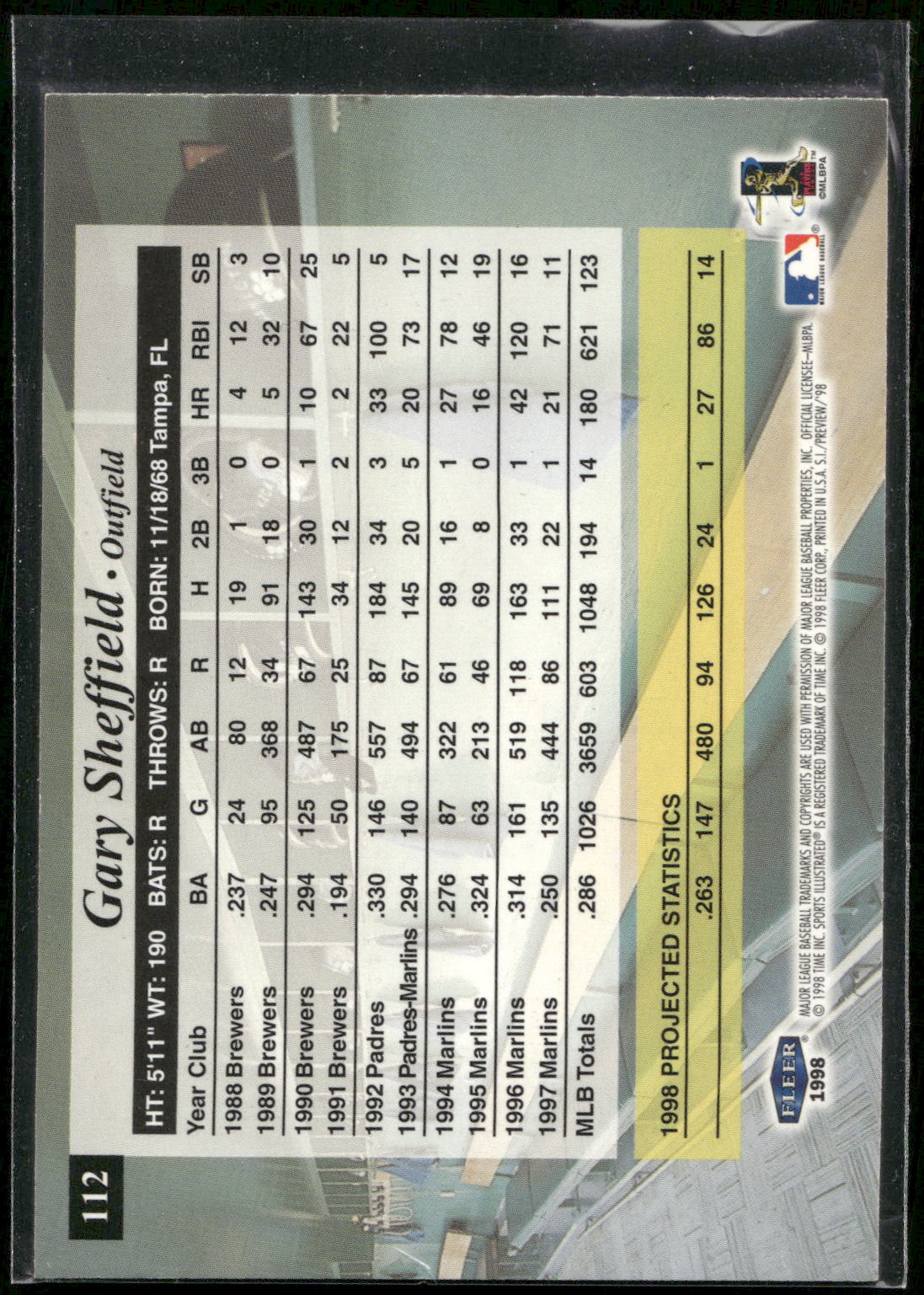 1998 Sports Illustrated #112 Gary Sheffield