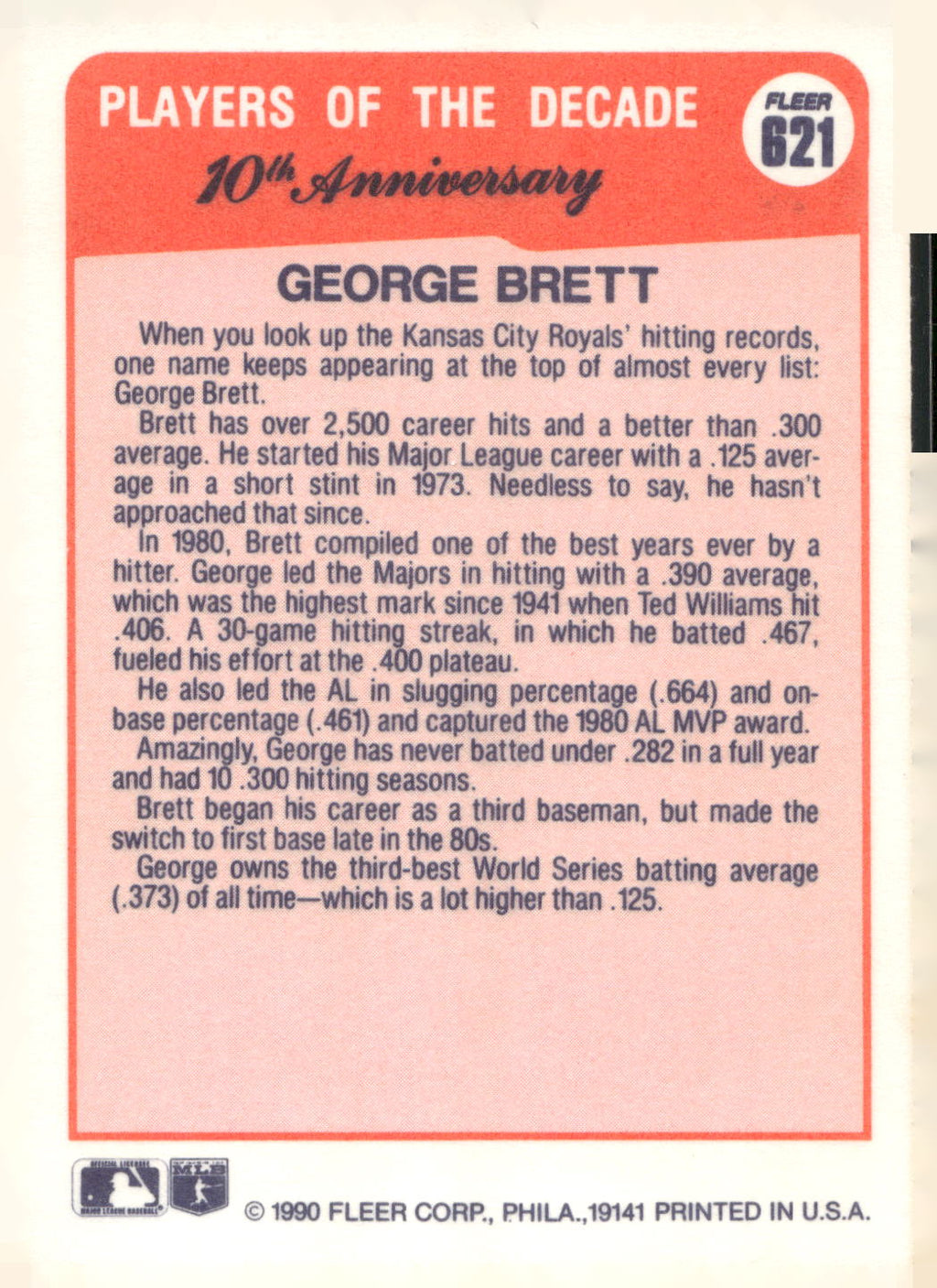 1990 Fleer #621 George Brett