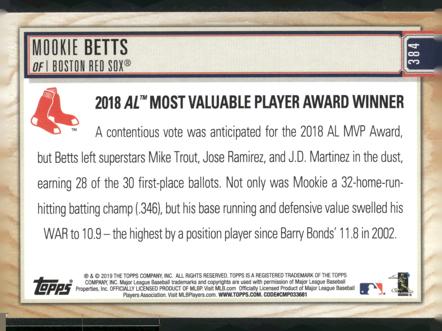 2019 Topps Big League #384 Mookie Betts