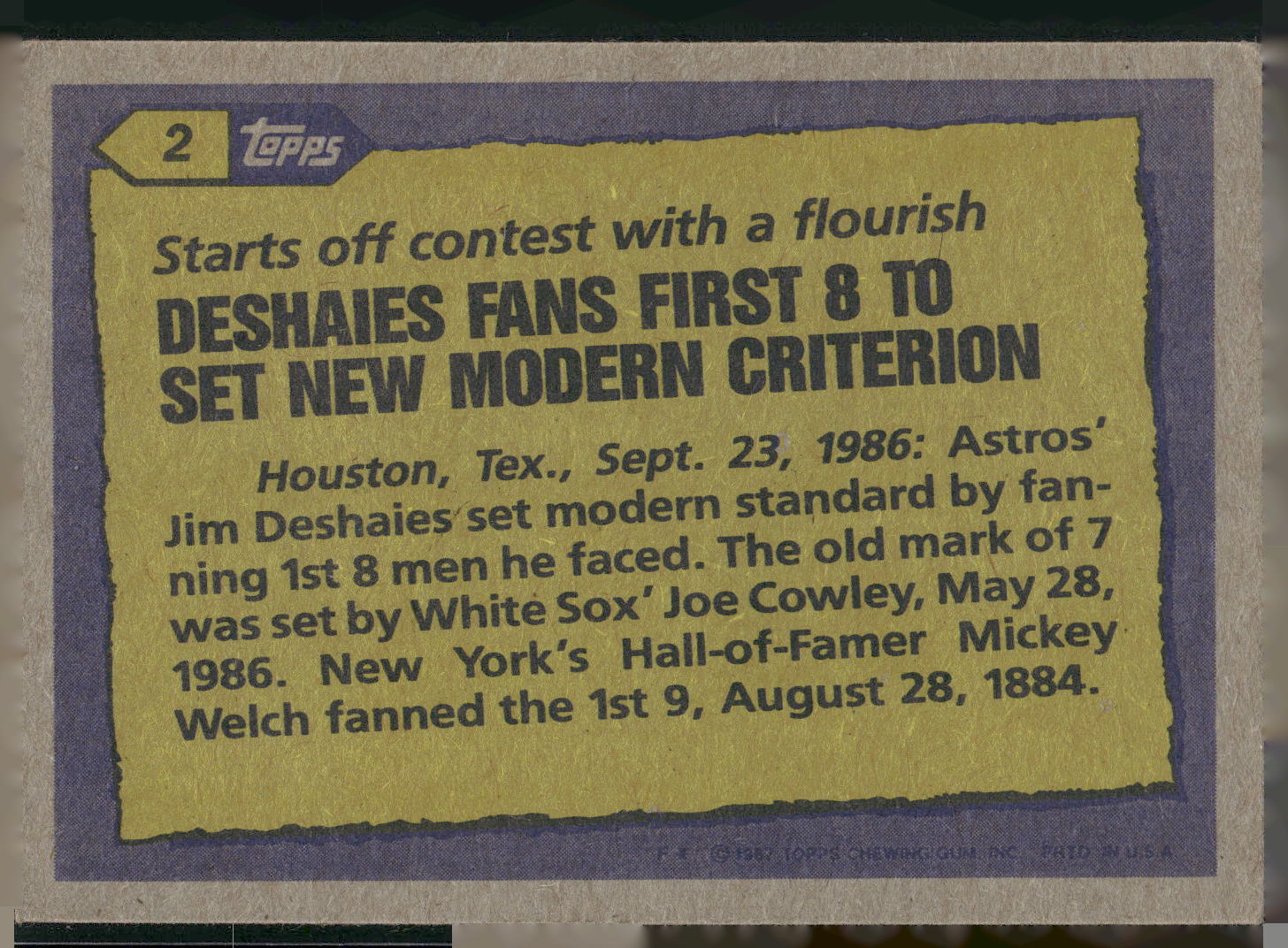 1987 Topps #2 Jim Deshaies
