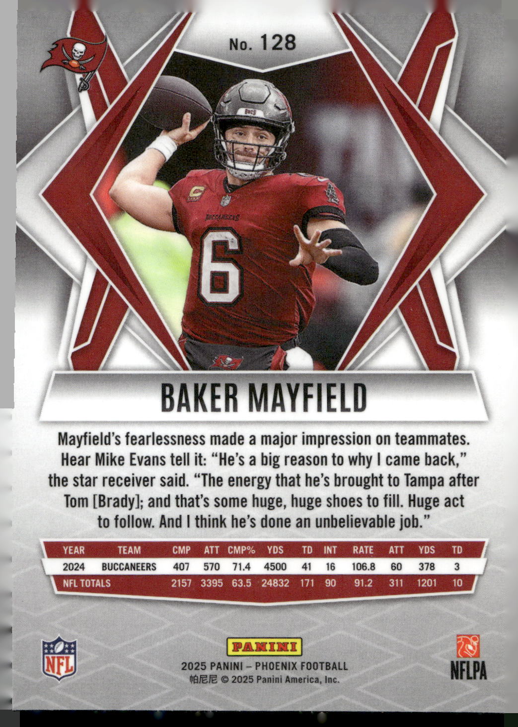 2025 Panini Phoenix #128 Baker Mayfield Silver Lava Prizm