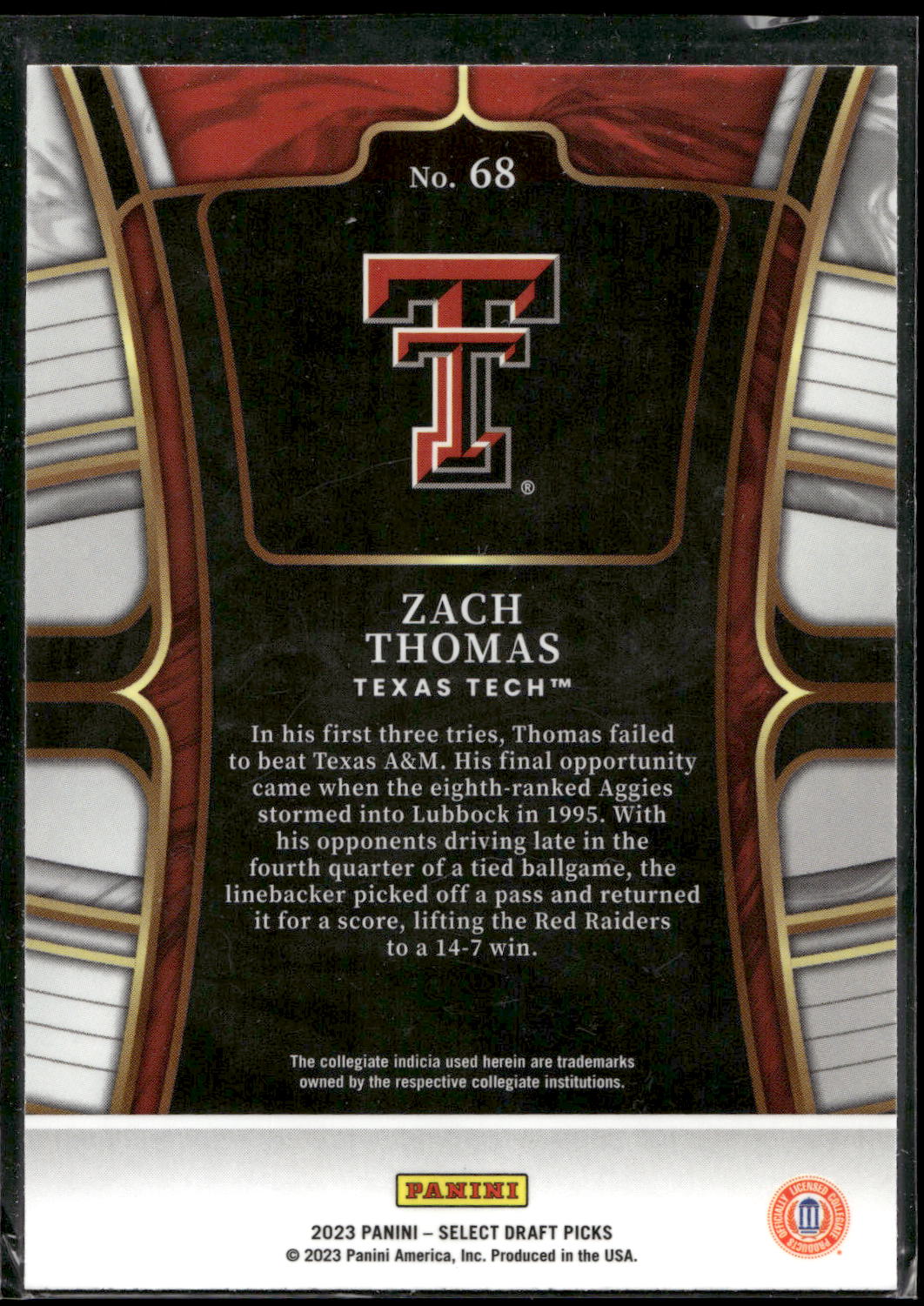 2023 Panini Select Draft Picks #68 Zach Thomas