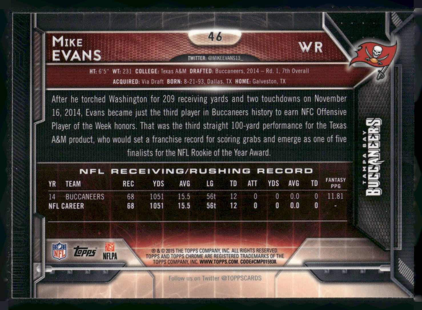 2015 Topps #205 Mike Evans