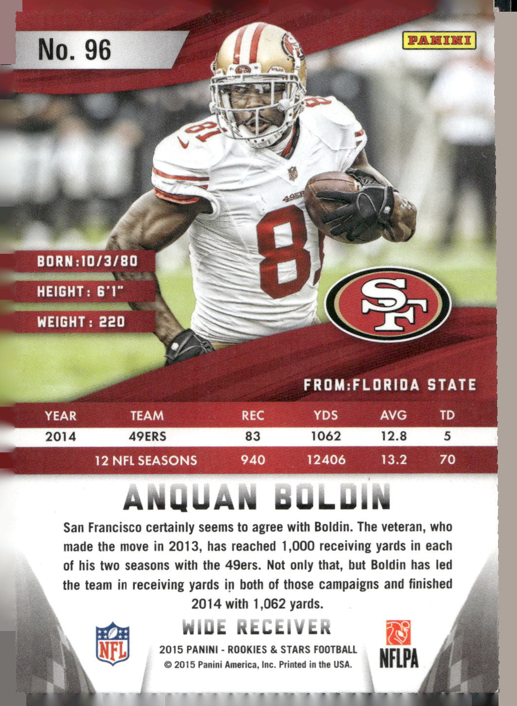 2015 Panini Rookies & Stars #96 Anquan Boldin