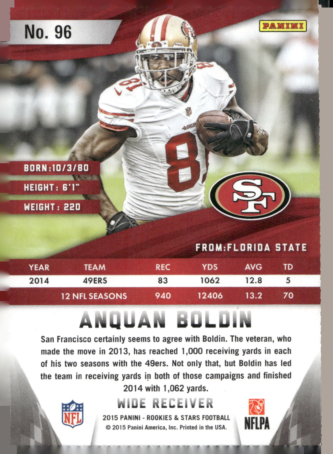 2015 Panini Rookies & Stars #96 Anquan Boldin