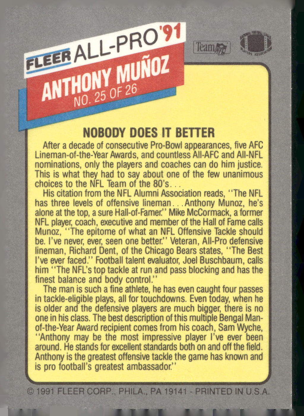1991 Fleer #25 Anthony Muñoz All-Pro '91