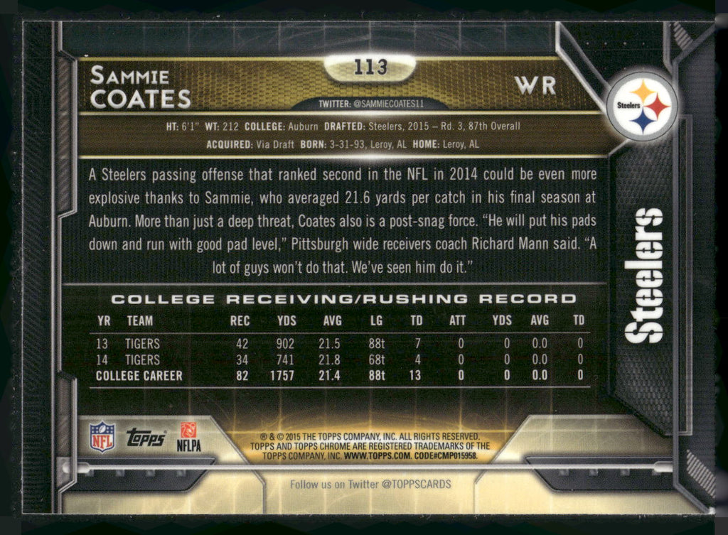 2015 Topps Chrome #113 Sammie Coates
