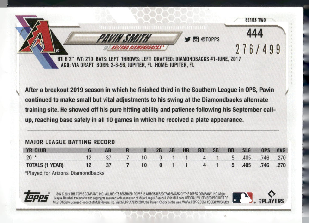 2021 Topps #444 Pavin Smith Green #/499