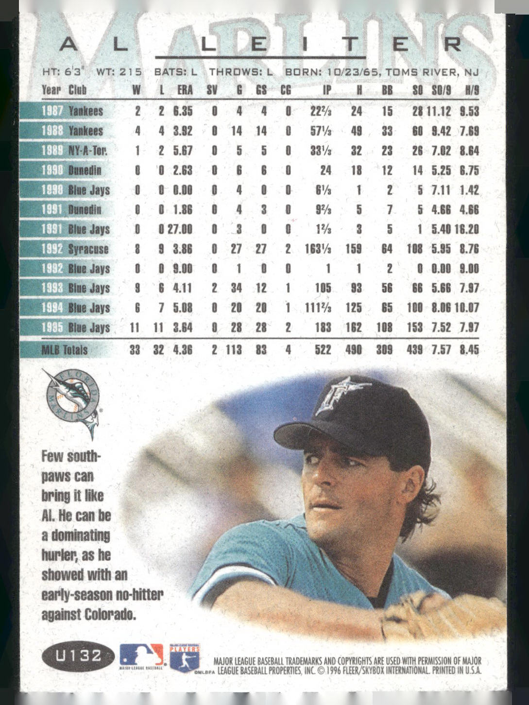 1996 Fleer Update #U132 Al Leiter