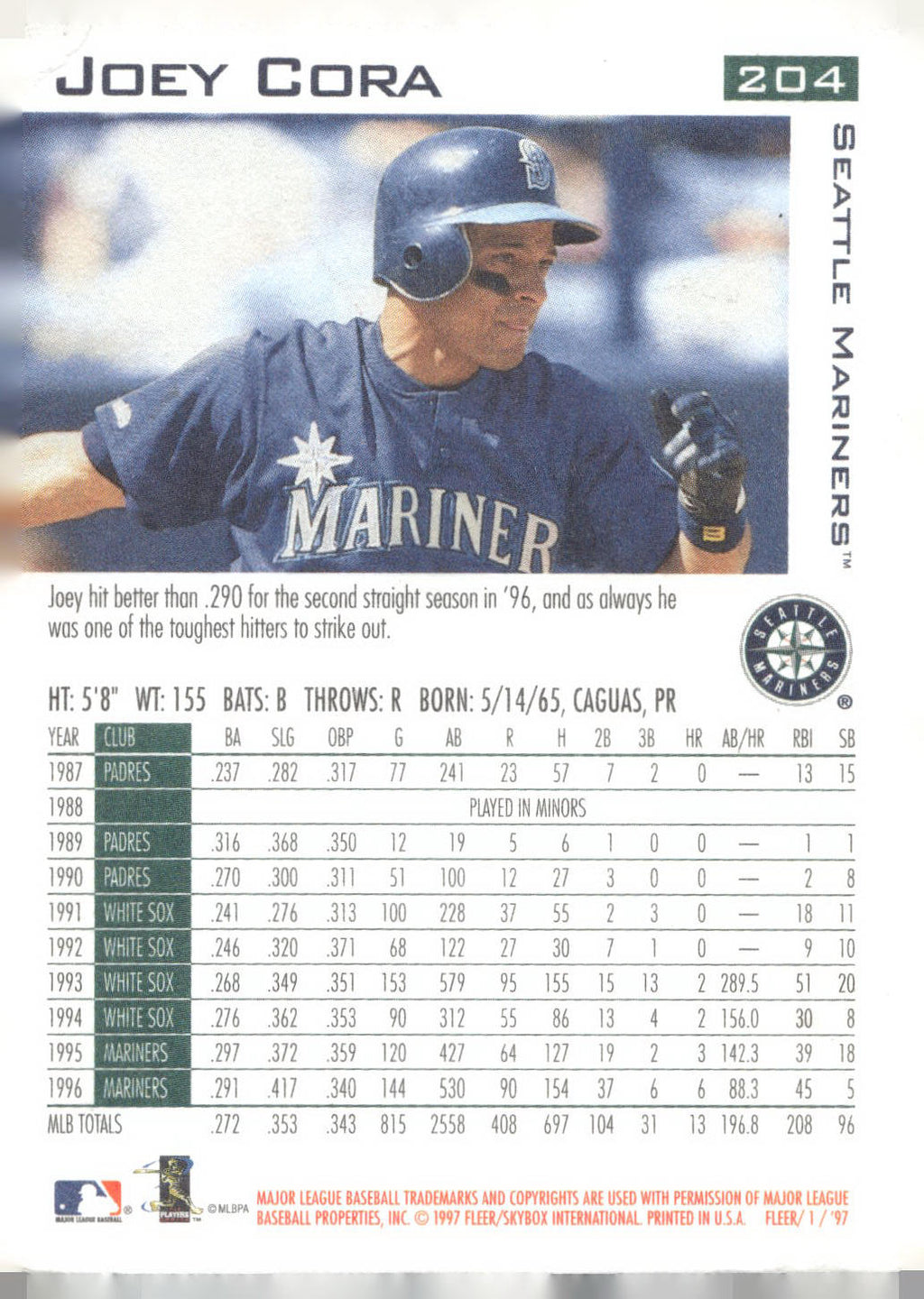1997 Fleer #204 Joey Cora