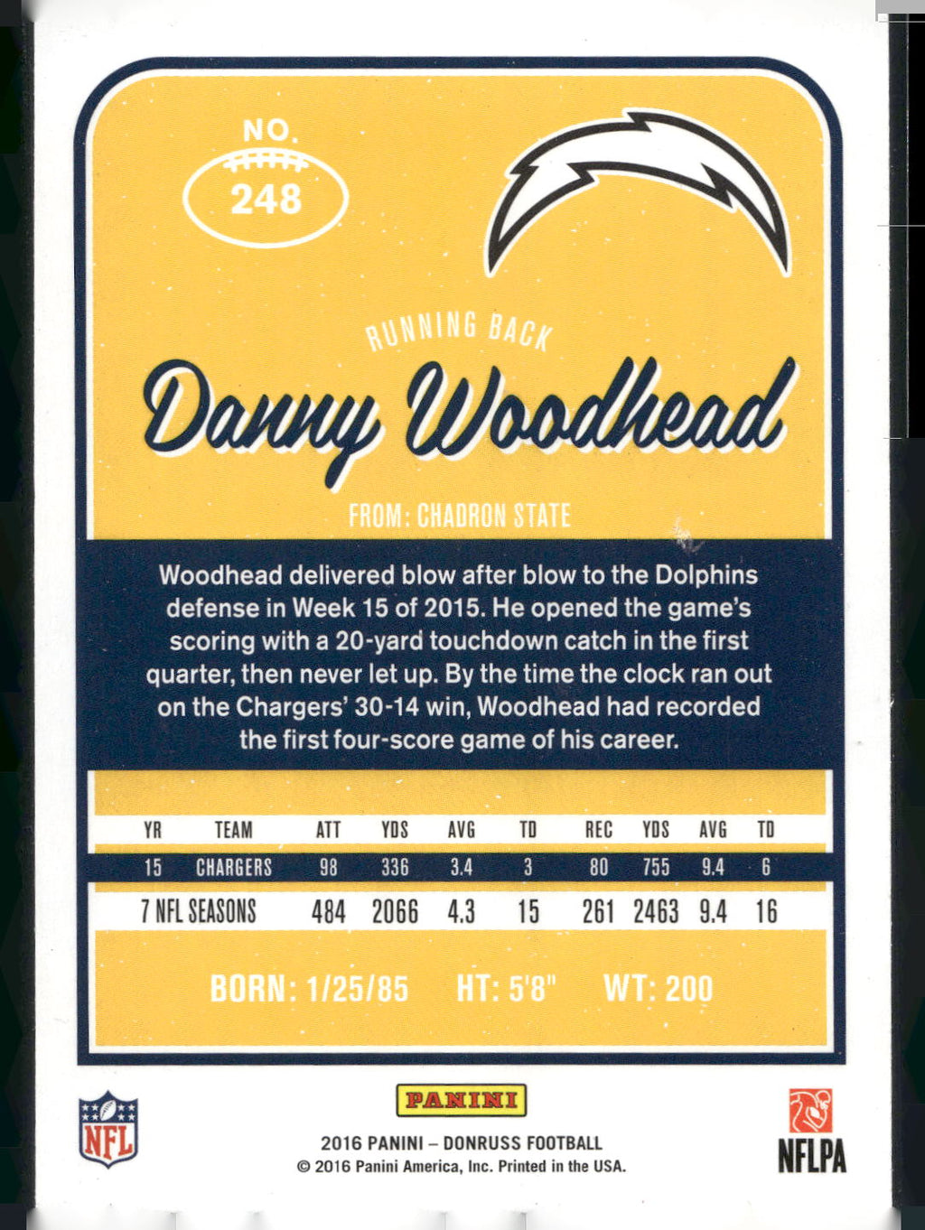 2016 Donruss #248 Danny Woodhead