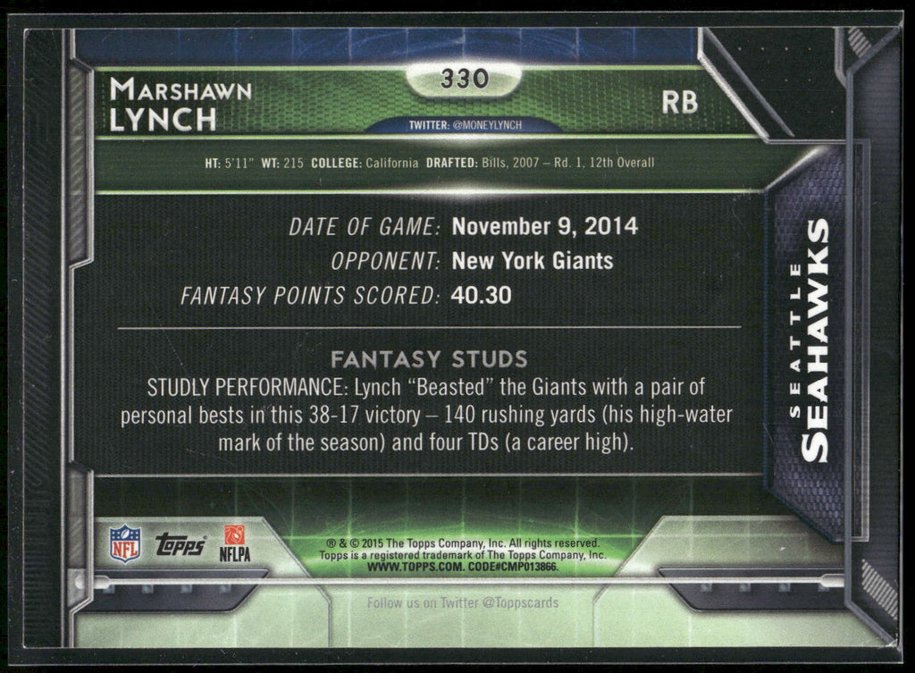 2015 Topps #330 Marshawn Lynch