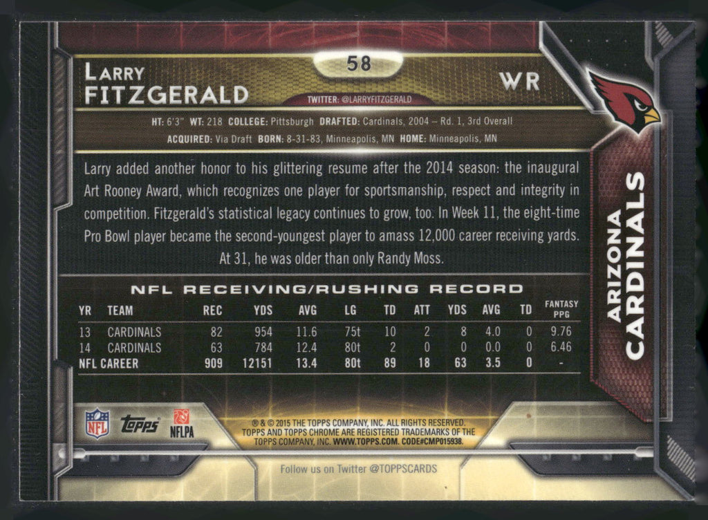 2015 Topps Chrome #58 Larry Fitzgerald