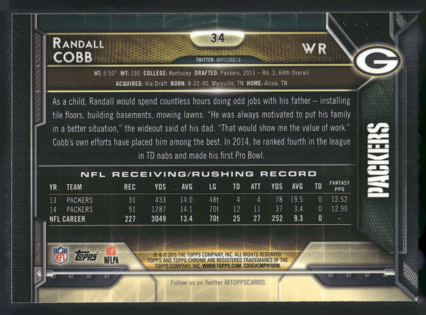 2015 Topps Chrome #34 Randall Cobb