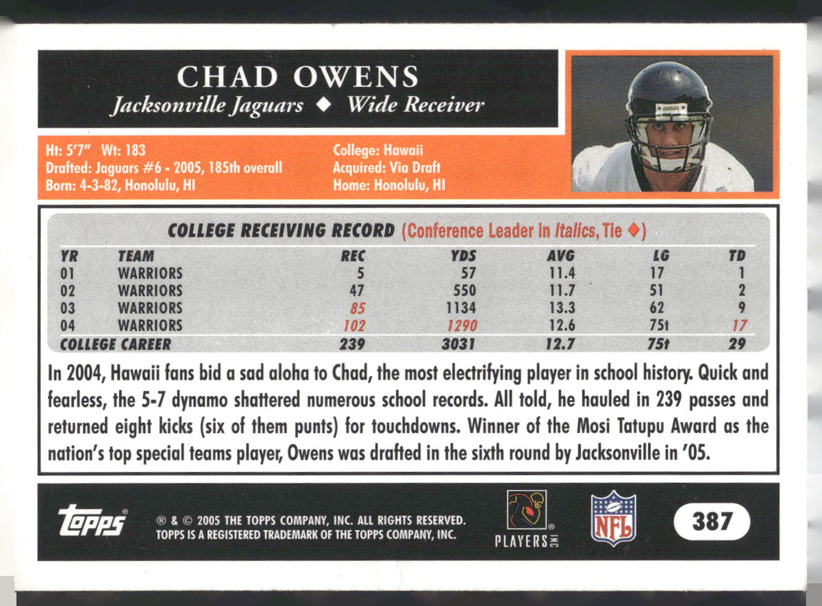 2005 Topps #387 Chad Owens