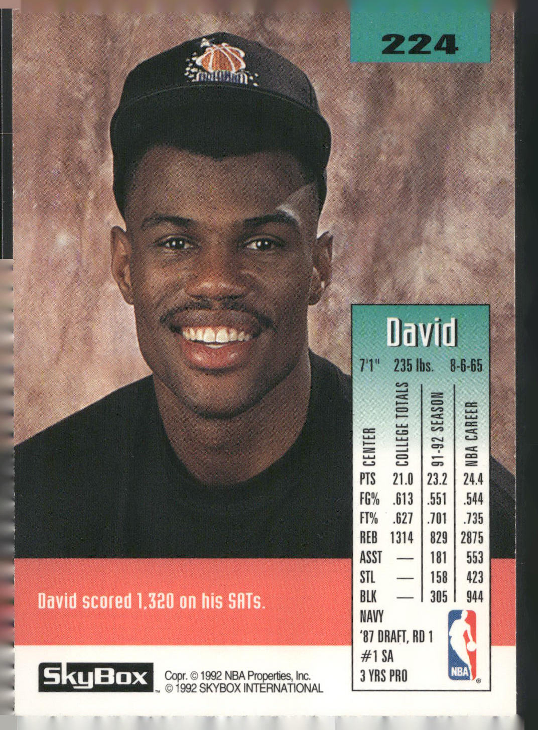 1992-93 SkyBox #224 David Robinson