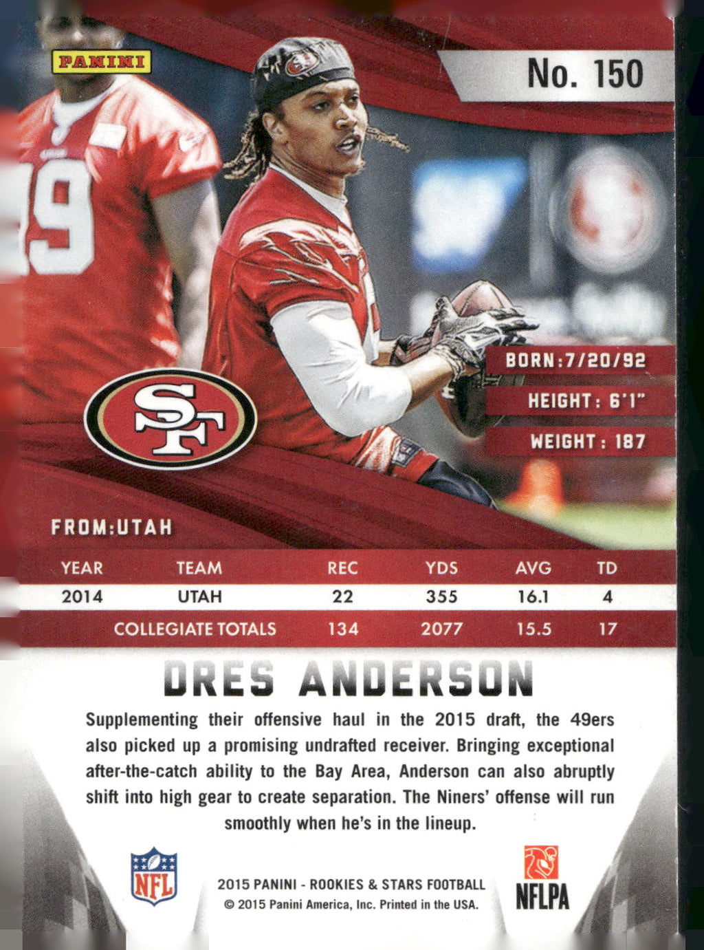 2015 Panini Rookies & Stars #150 Dres Anderson