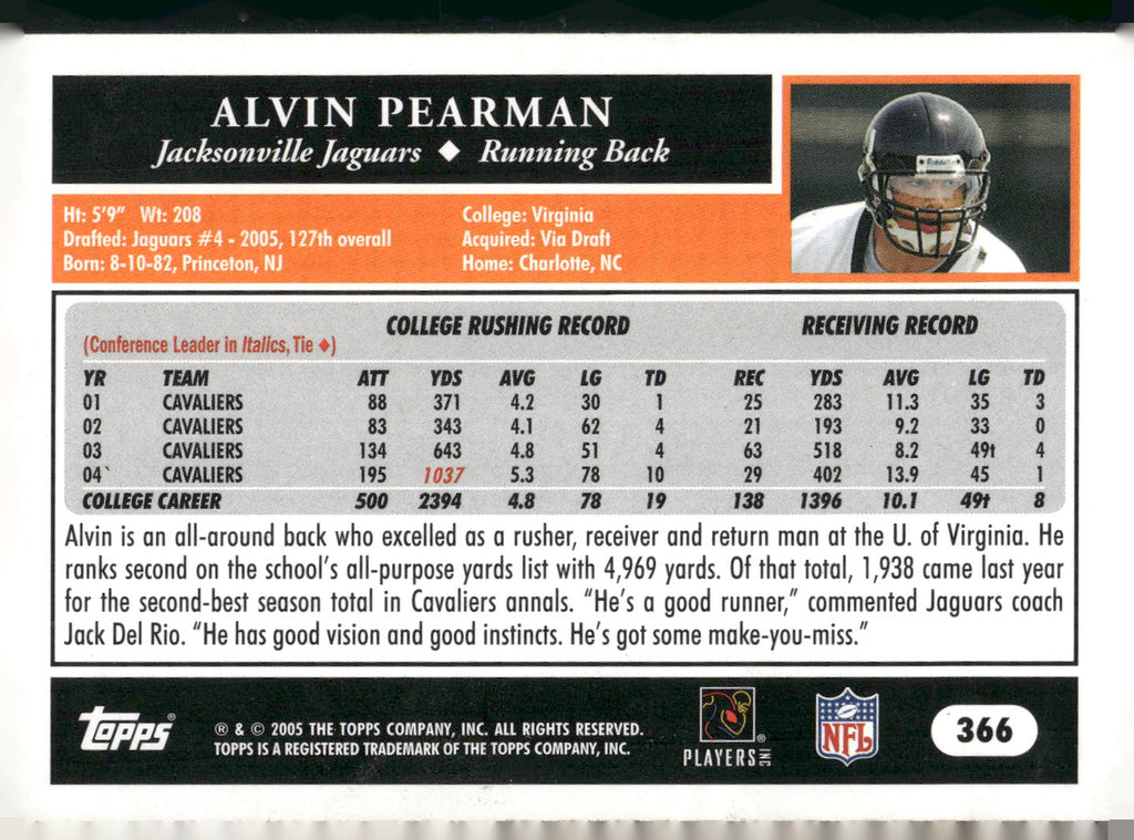 2005 Topps #366 Alvin Pearman