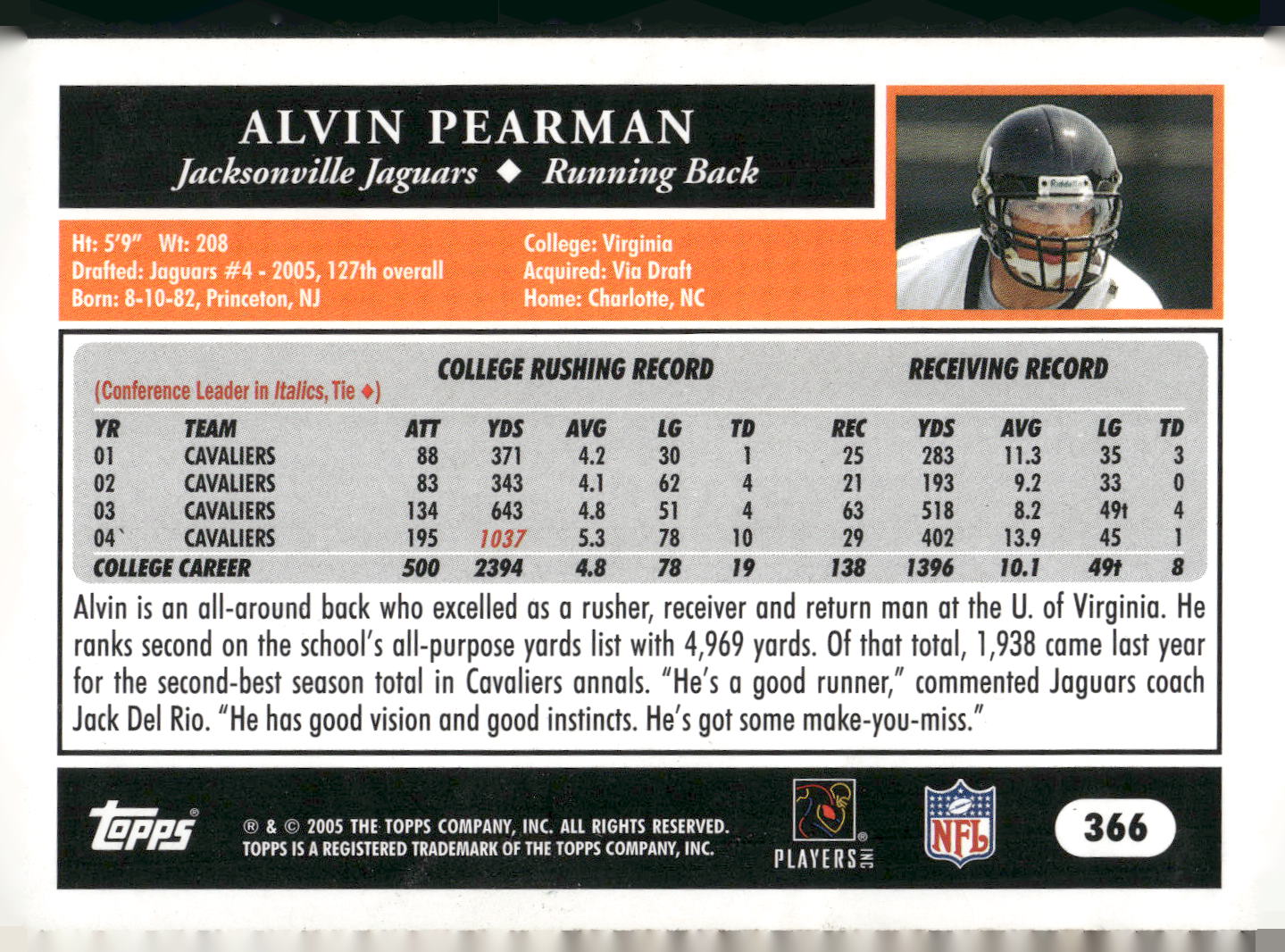 2005 Topps #366 Alvin Pearman