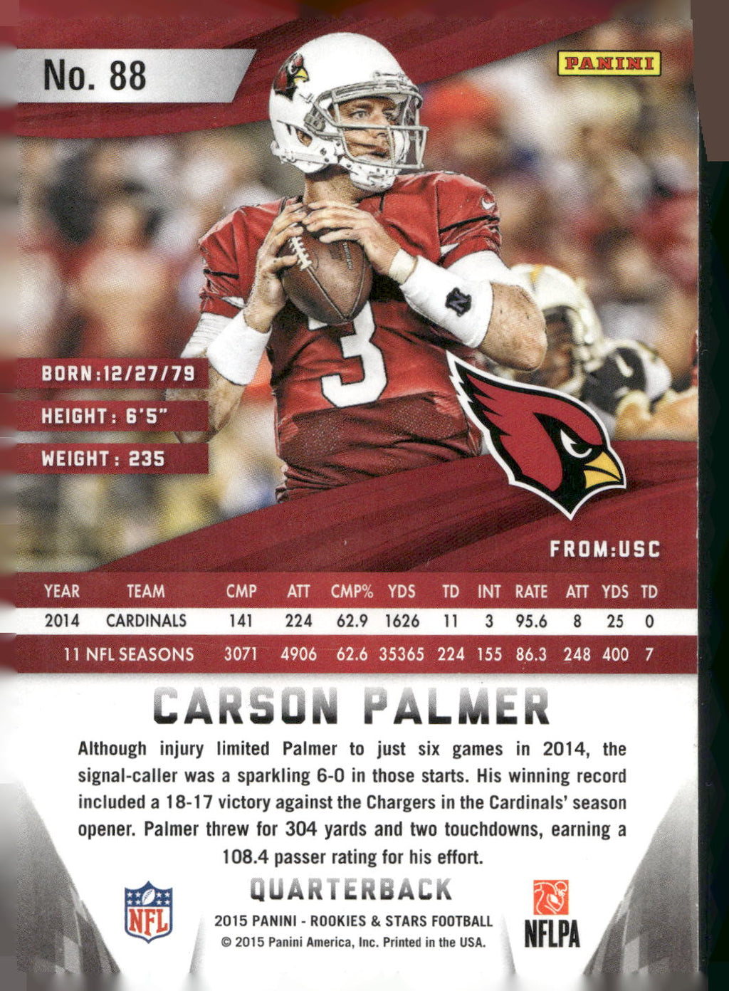 2015 Panini Rookies & Stars #88 Carson Palmer