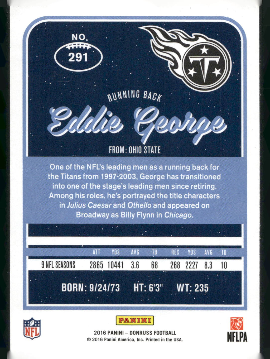 2016 Donruss #291 Eddie George