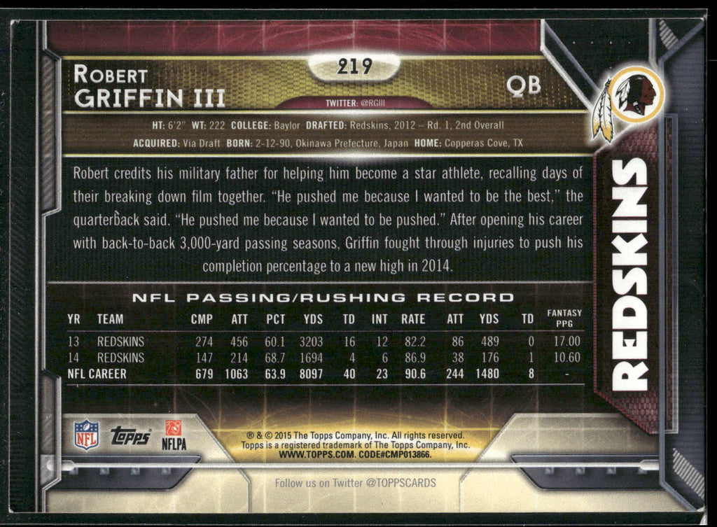 2015 Topps #219 Robert Griffin III