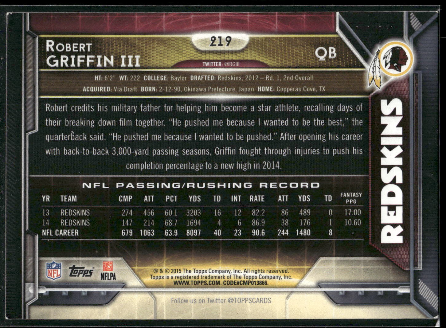 2015 Topps #219 Robert Griffin III