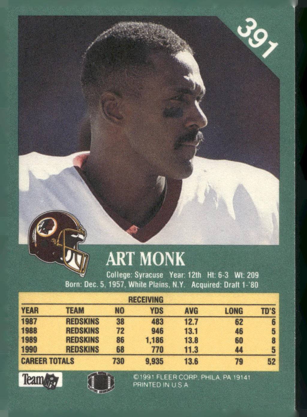 1991 Fleer #391 Art Monk