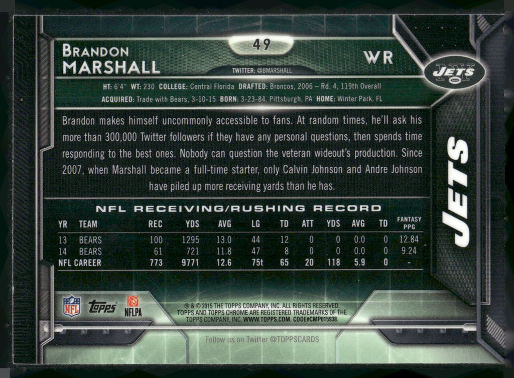 2015 Topps Chrome #49 Brandon Marshall