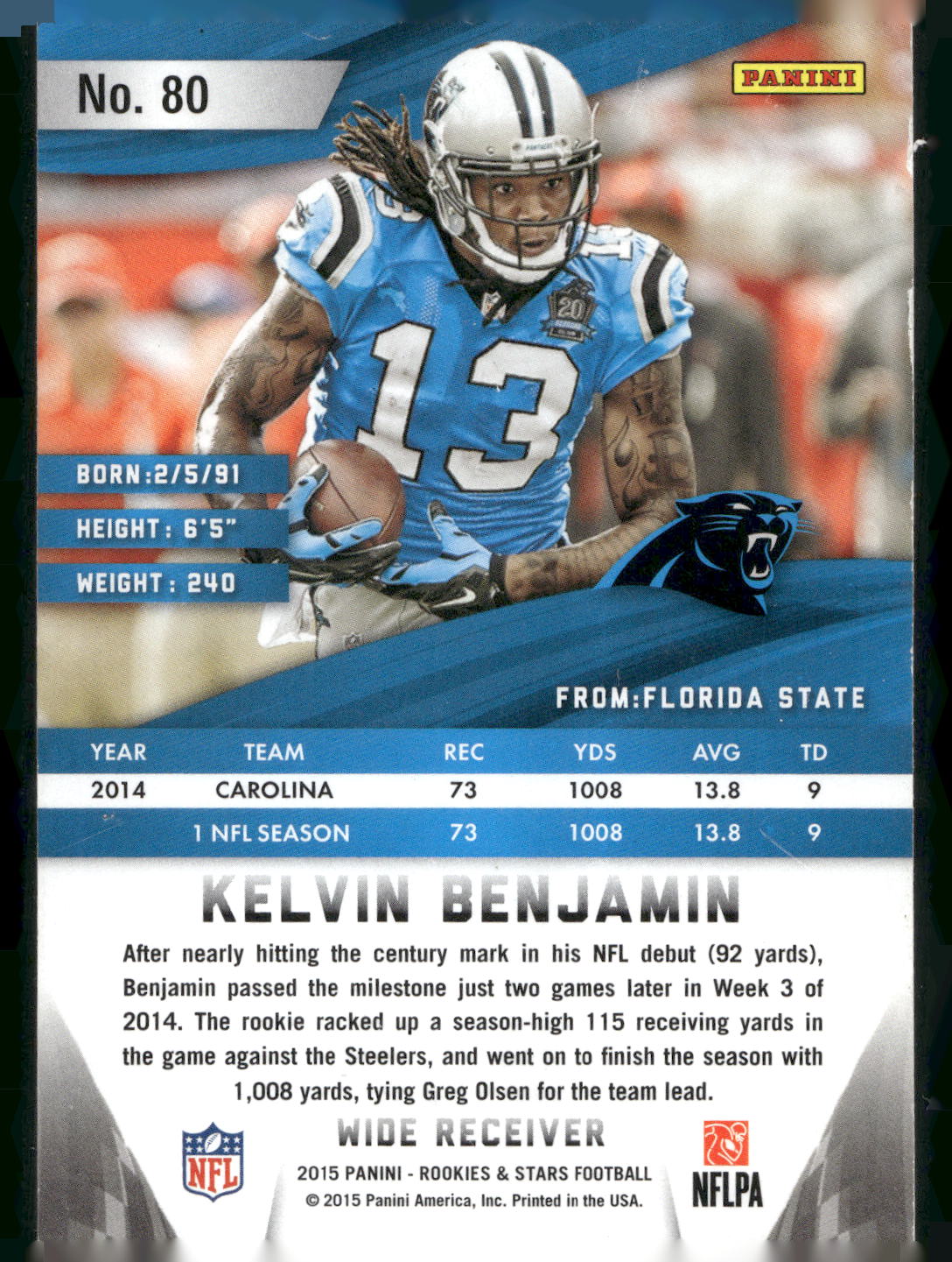 2015 Panini Rookies & Stars #80 Kelvin Benjamin