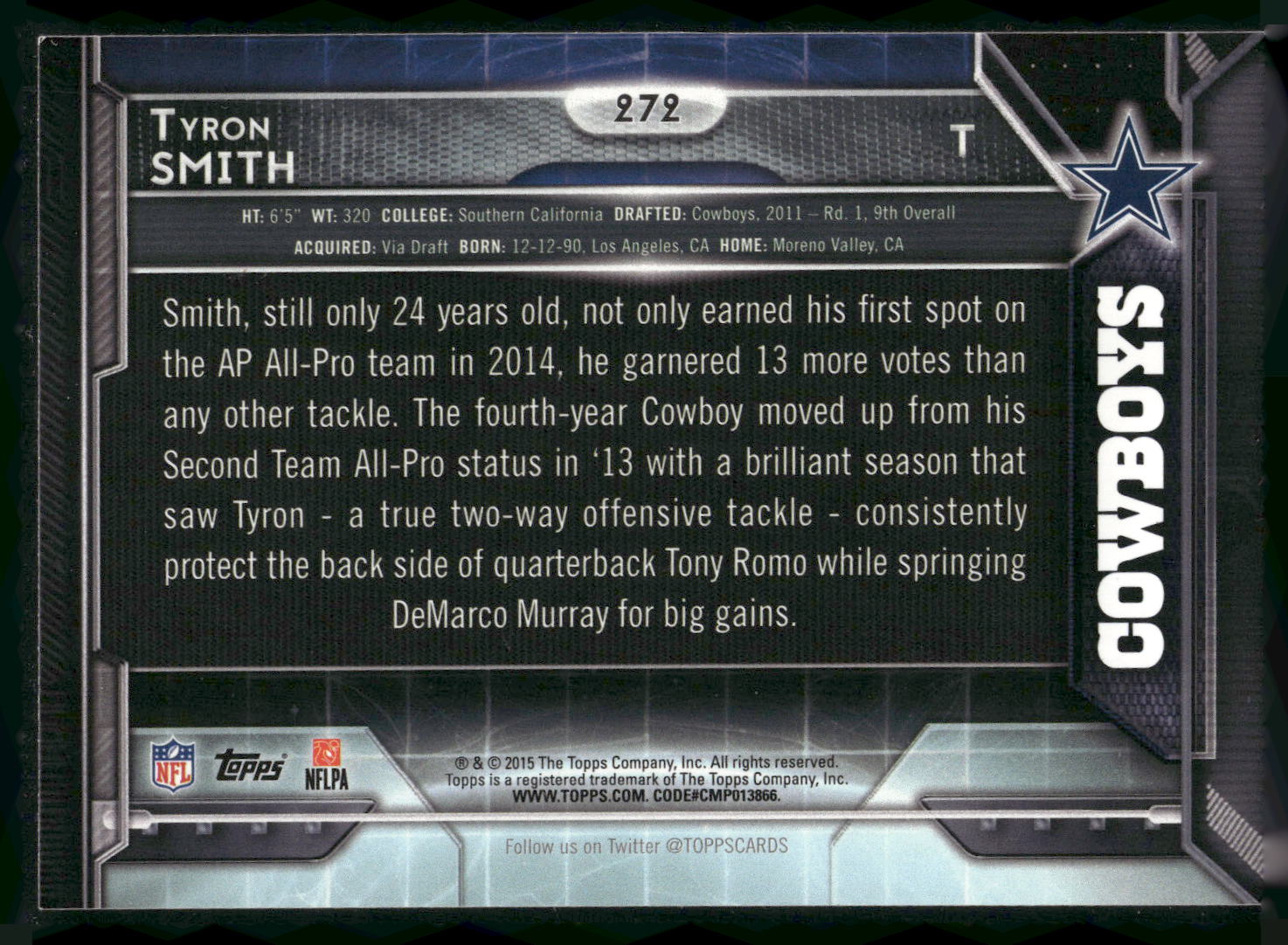 2015 Topps #272 Tyron Smith