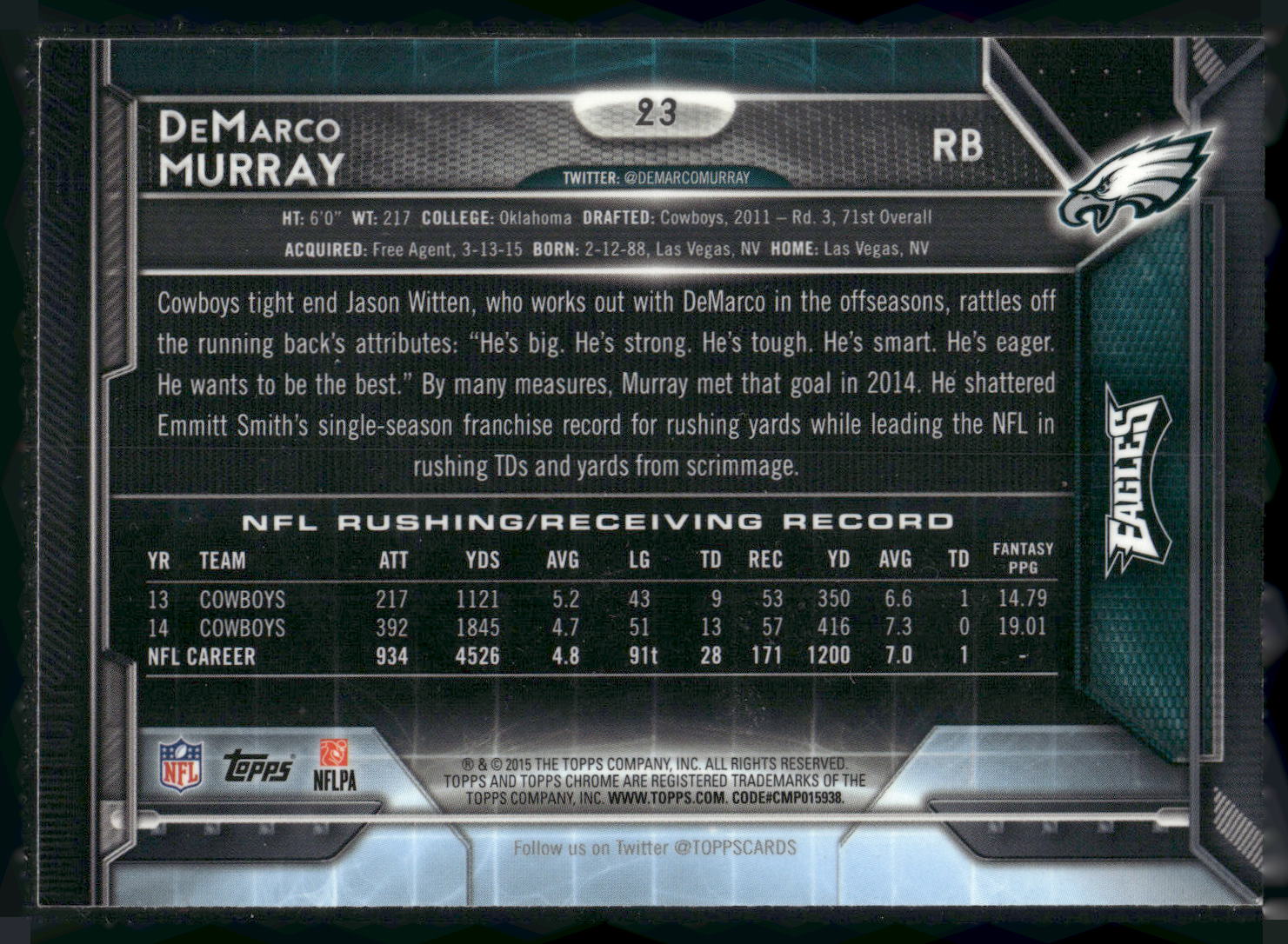 2015 Topps Chrome #23 DeMarco Murray