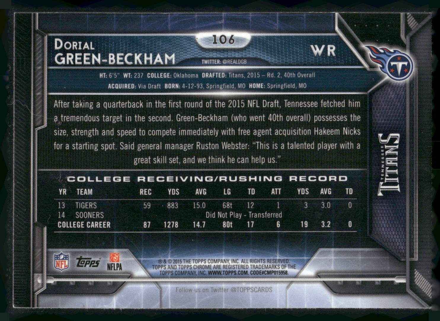 2015 Topps Chrome #106 Dorial Green-Beckham
