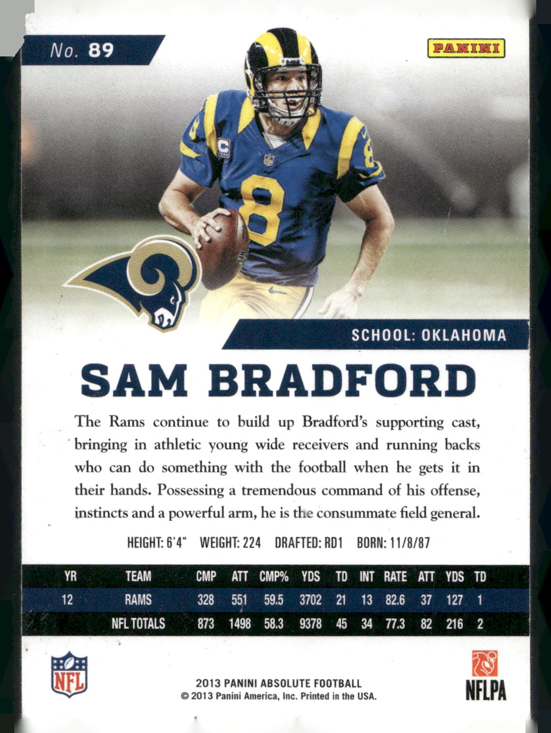 2013 Panini Absolute #89 Sam Bradford