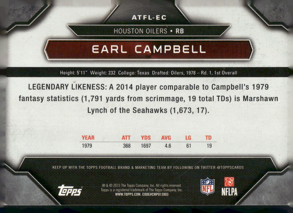 2015 Topps #ATFL-EC Earl Campbell All Time Fantasy Legends