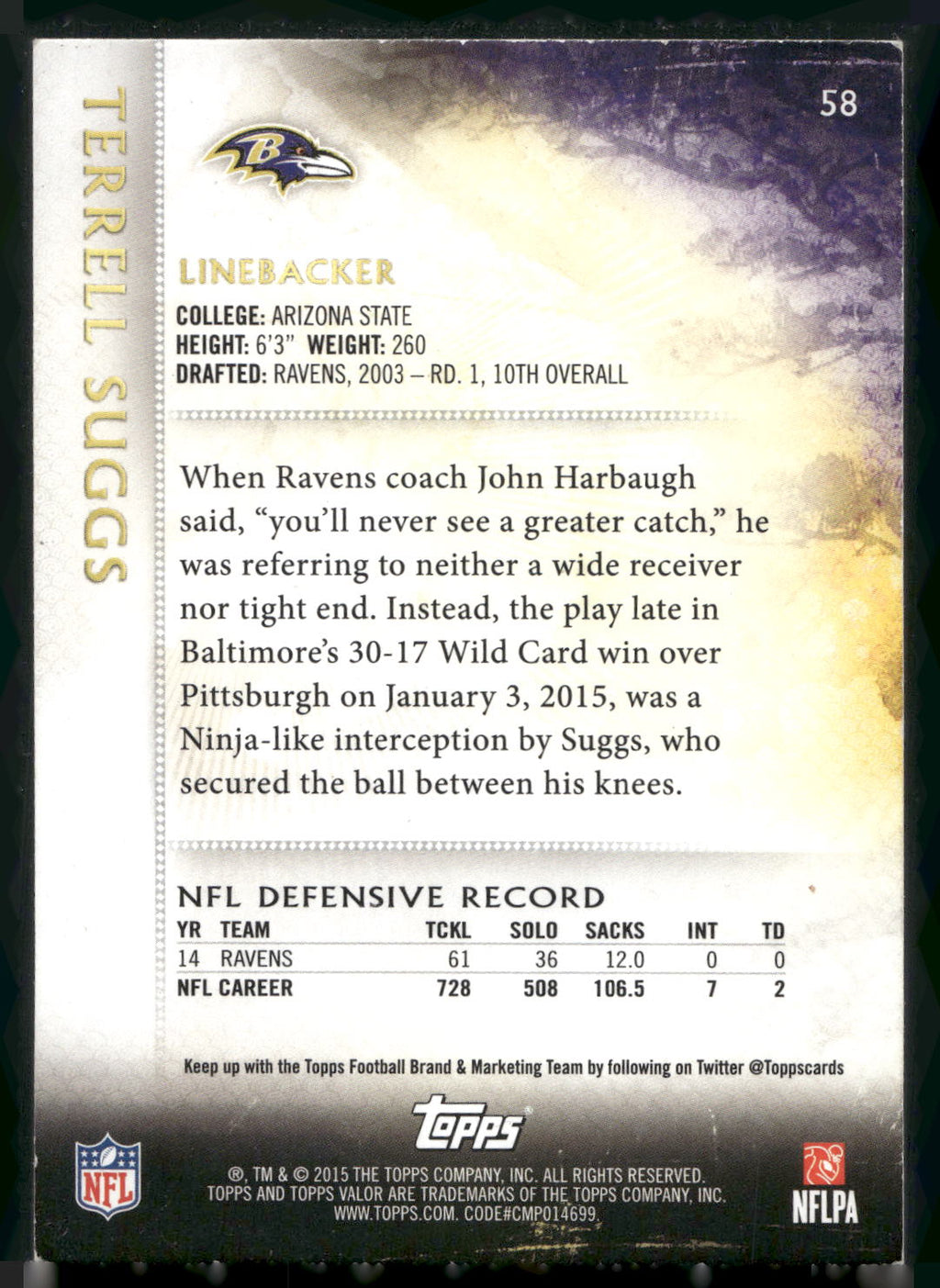 2015 Topps Valor #58 Terrell Suggs Speed