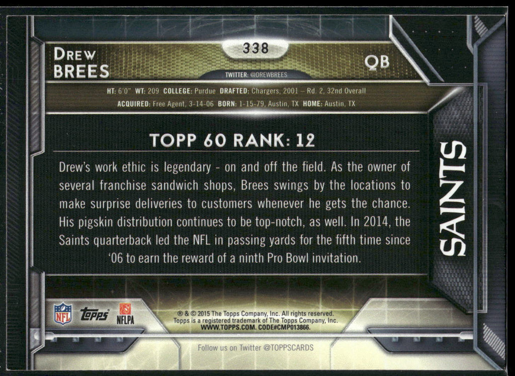 2015 Topps #338 Drew Brees