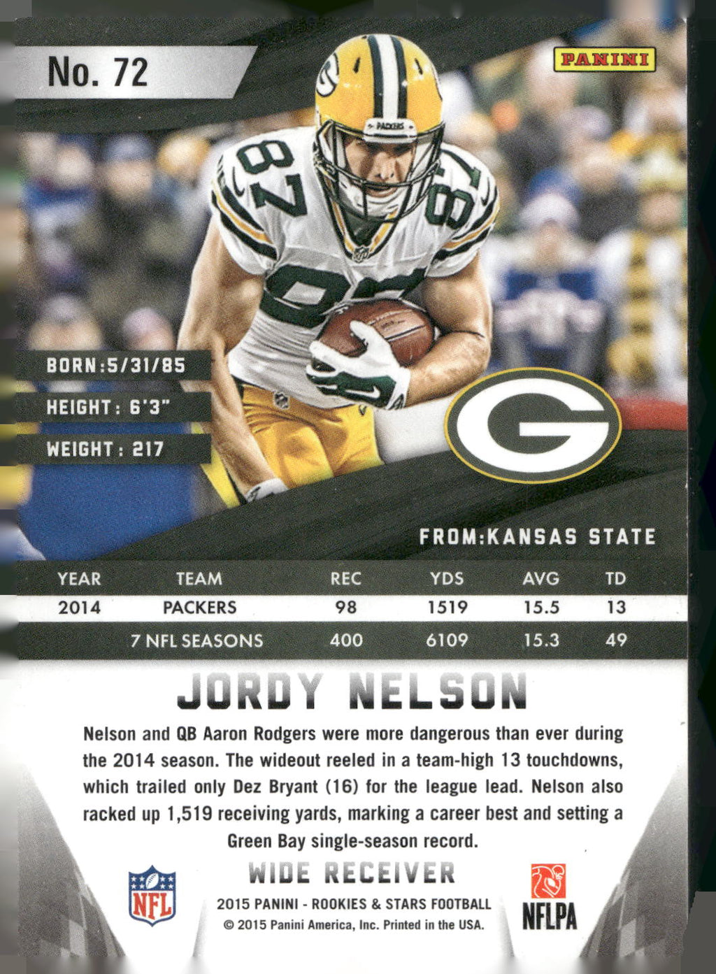 2015 Panini Rookies & Stars #72 Jordy Nelson