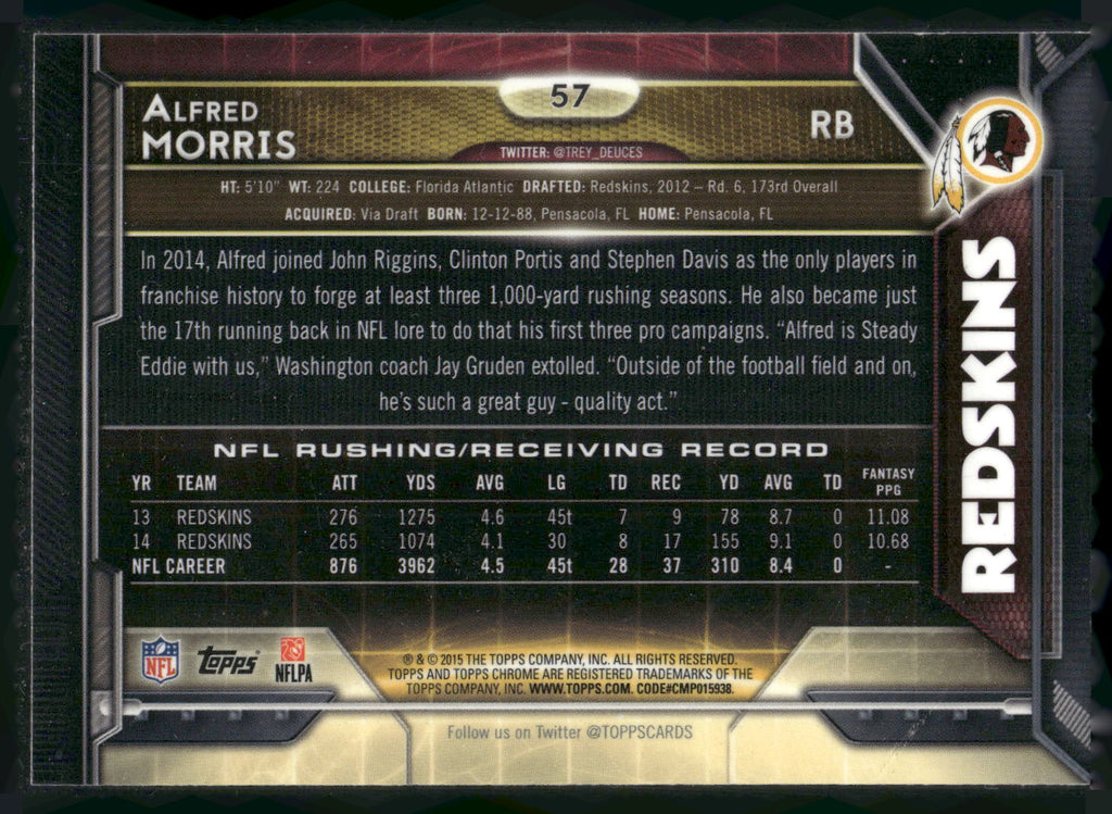 2015 Topps Chrome #57 Alfred Morris