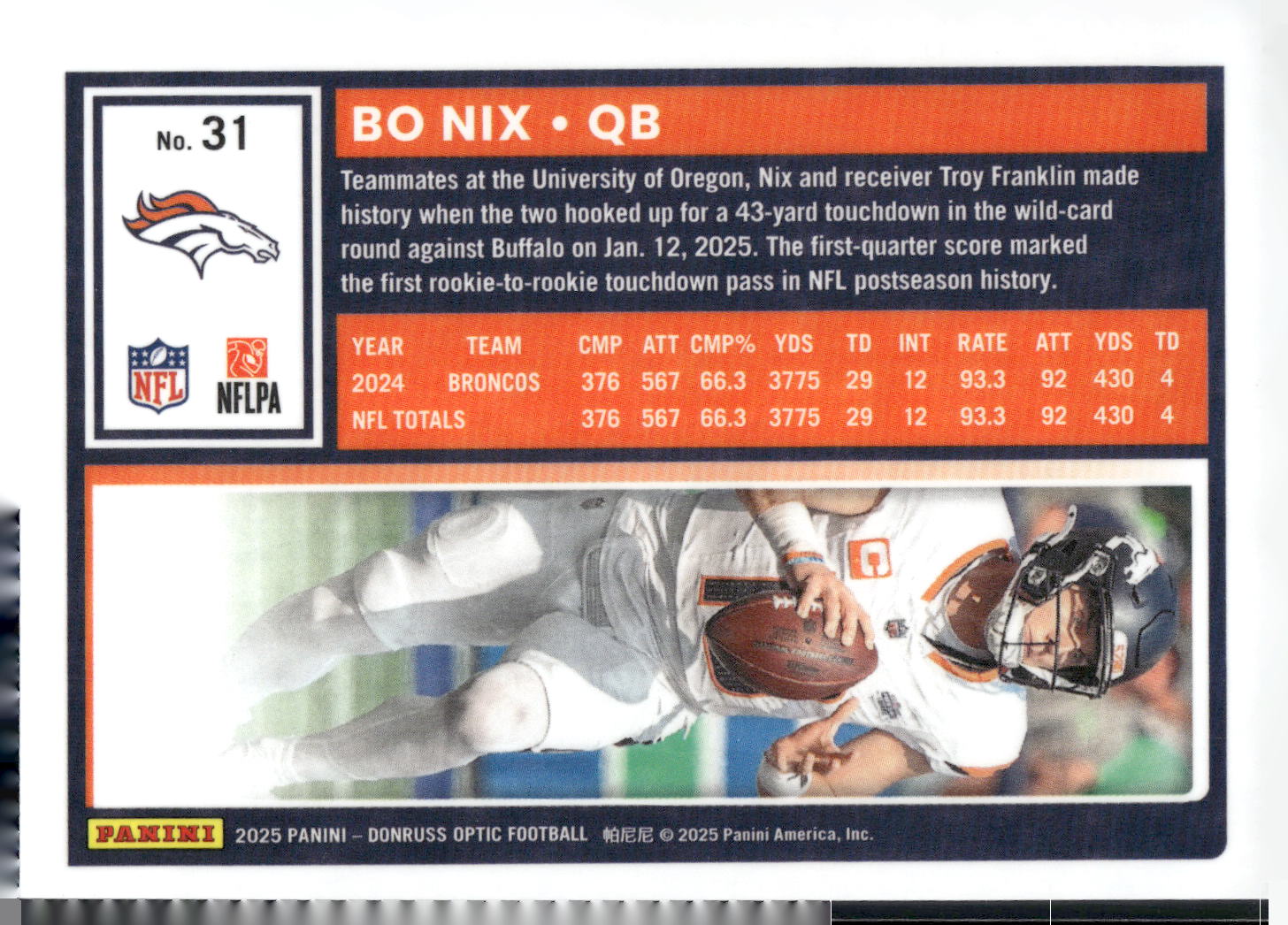 2025 Donruss Optic #31 Bo Nix