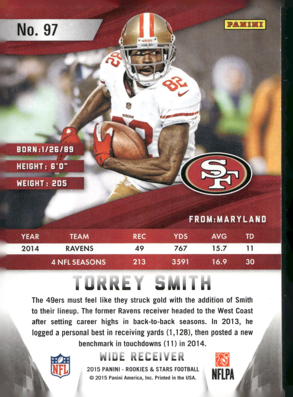 2015 Panini Rookies & Stars #97 Torrey Smith