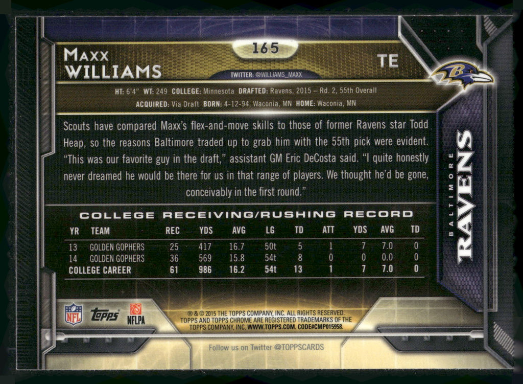 2015 Topps Chrome #165 Maxx Williams