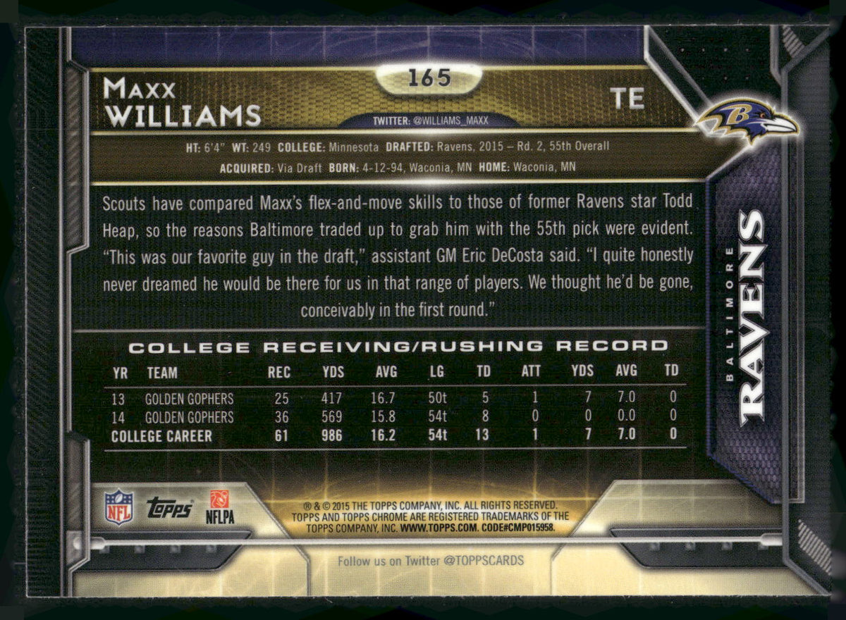 2015 Topps Chrome #165 Maxx Williams