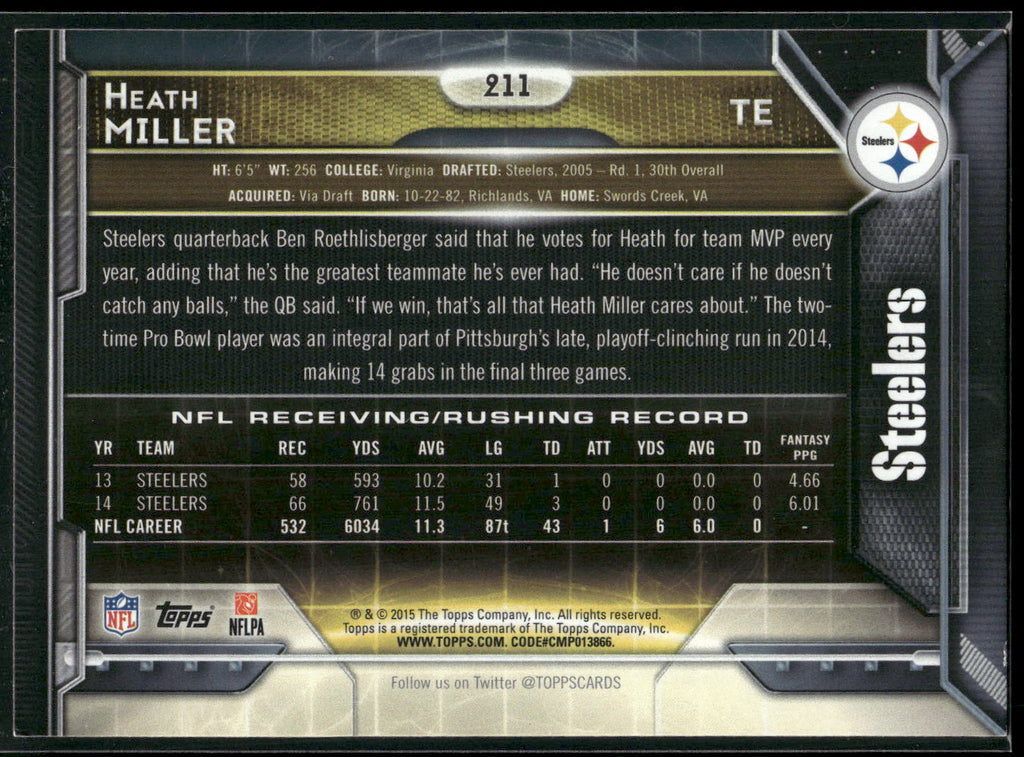 2015 Topps #211 Heath Miller