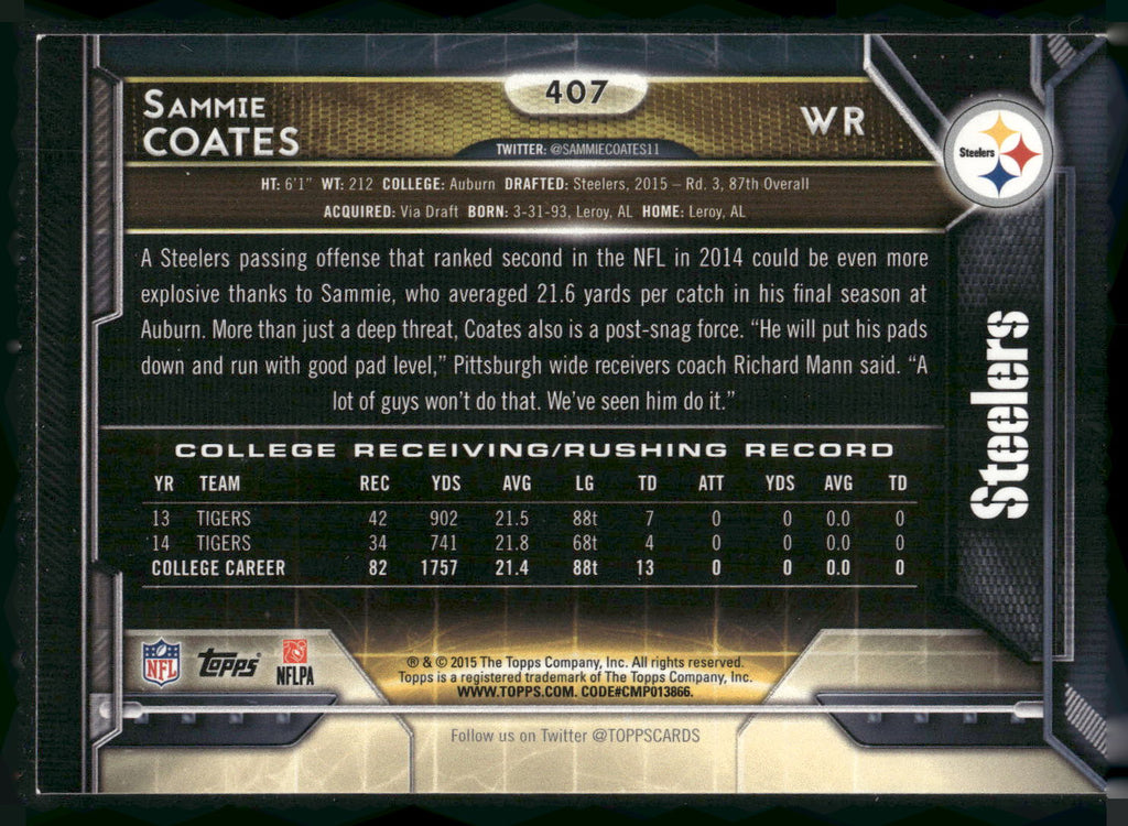 2015 Topps #407 Sammie Coates
