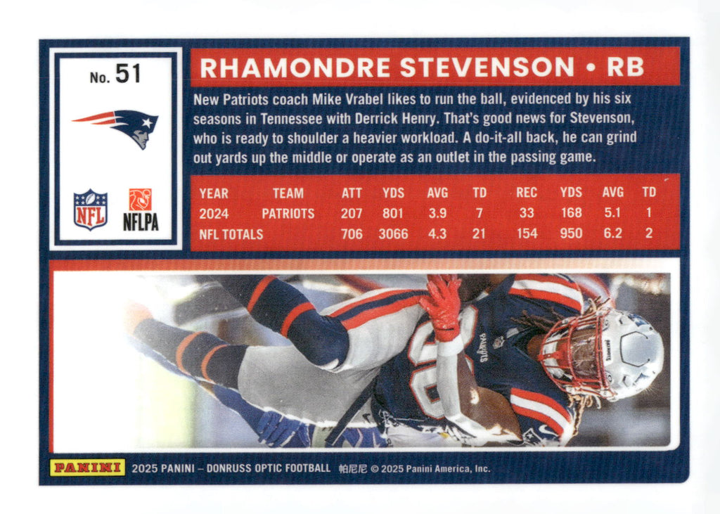 2025 Donruss Optic #51 Rhamondre Stevenson